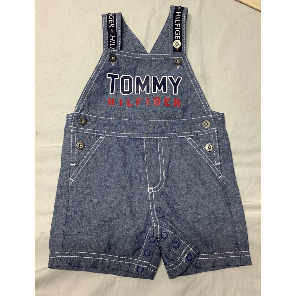Tommy Hilfiger Baby Denim Shortalls 12 months Logo Overalls Light weight